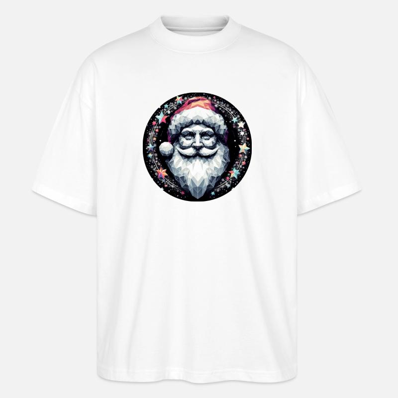Weihnachtsmann Kopf in Kranz hell - Stanley/Stella Oversized Unisex Bio T-Shirt Blaster 2.0 - Weiß