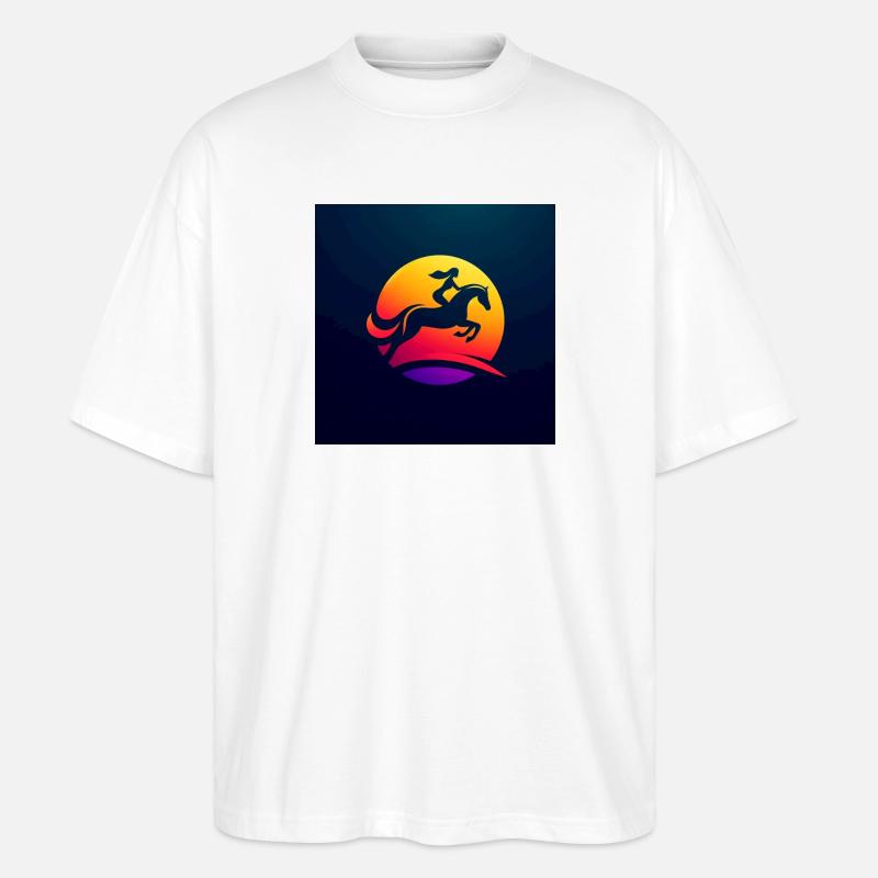Reiterin auf Pferd 1 - Stanley/Stella Oversized Unisex Bio T-Shirt Blaster 2.0 - Weiß