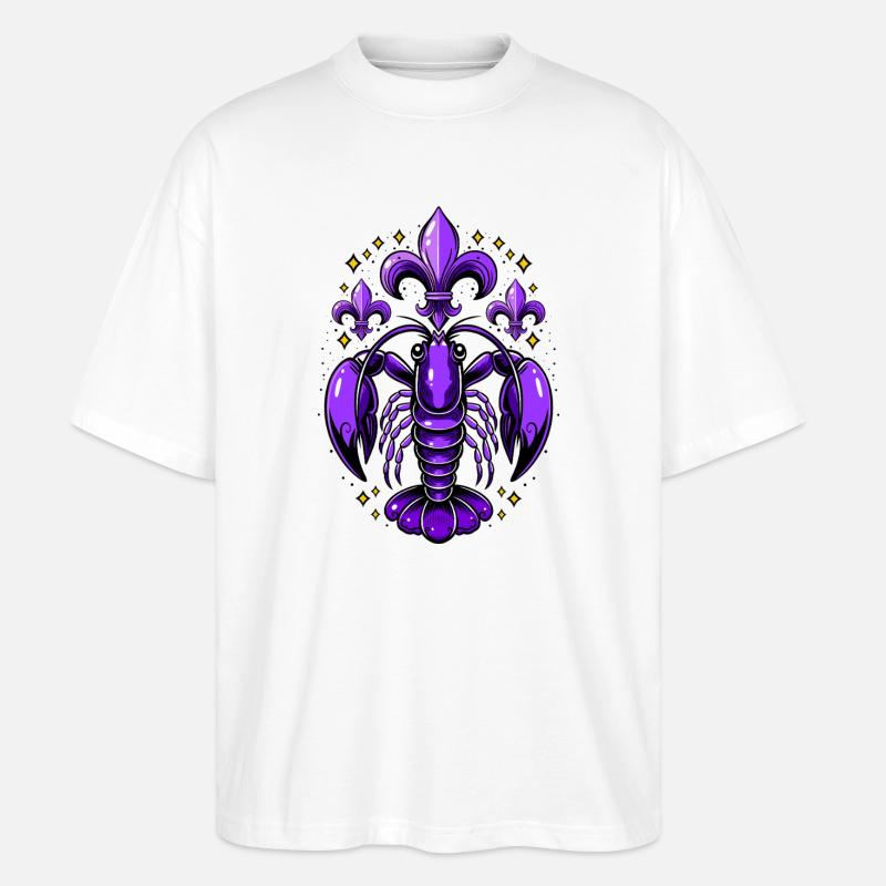 Mardi Gras Languste mit Fleur-de-Lis Design - Stanley/Stella Oversized Unisex Bio T-Shirt Blaster 2.0 - Weiß