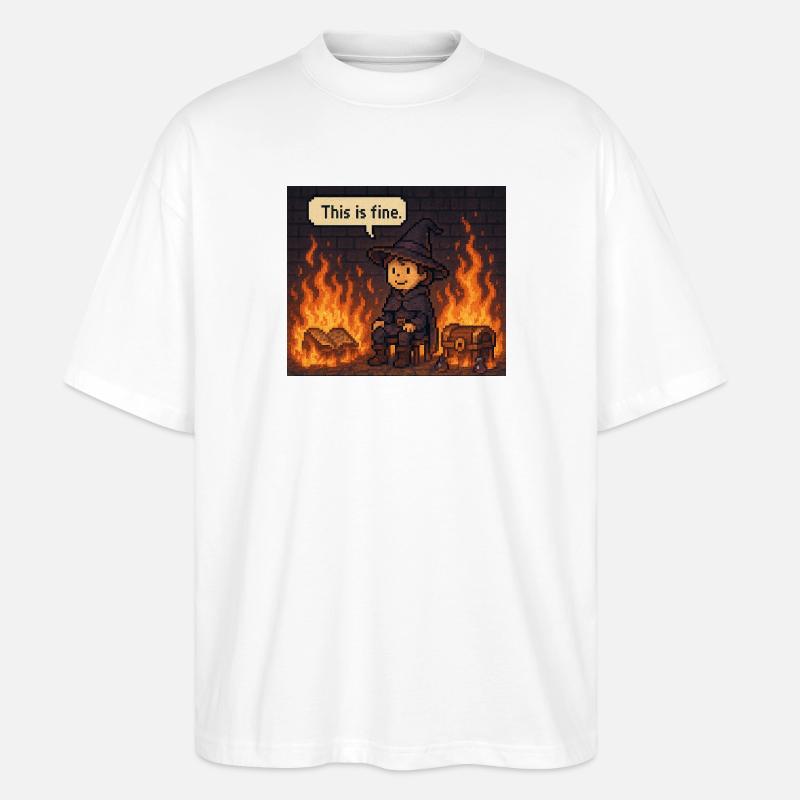 This Is Fine - Stanley/Stella Oversized Unisex Bio T-Shirt Blaster 2.0 - Weiß