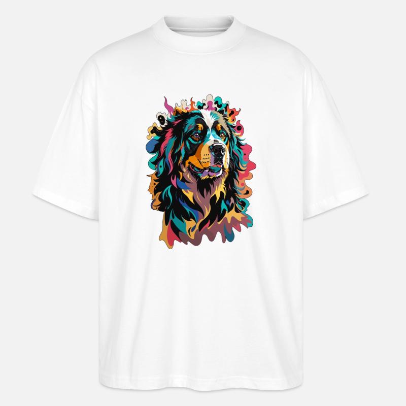 Berner Sennenhund buntes Design Tier Leidenschaft - Stanley/Stella Oversized Unisex Bio T-Shirt Blaster 2.0 - Weiß