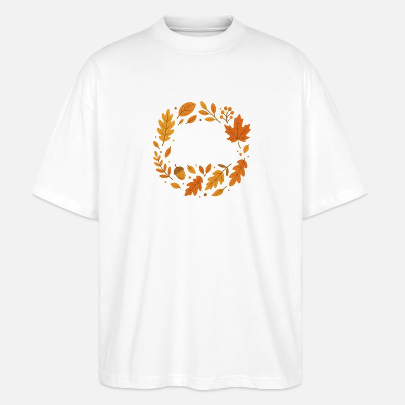 Conception de couronne de feuillage d’automne - T-shirt bio Blaster 2.0 coupe oversize Stanley/Stella Unisexe - blanc