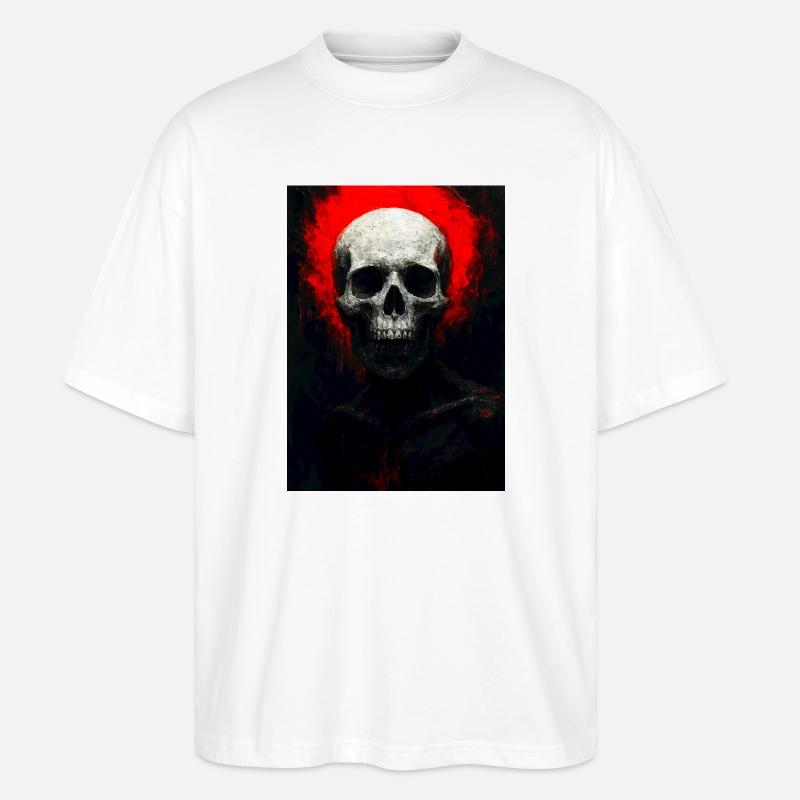 Schädel in roter Glut - Stanley/Stella Oversized Unisex Bio T-Shirt Blaster 2.0 - Weiß