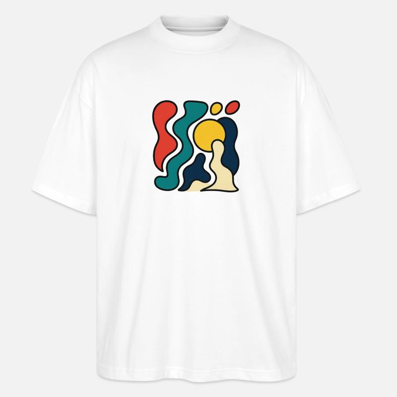 Abstraktes Design mit gelber Sonne - Stanley/Stella Oversized Unisex Bio T-Shirt Blaster 2.0 - Weiß