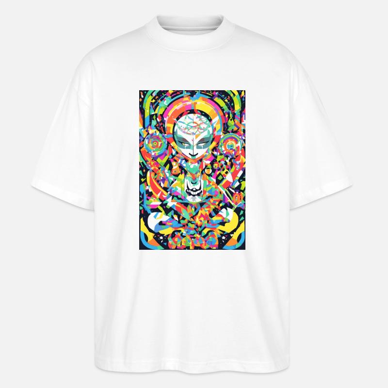 Psychedelisches Chakra & Katzenkunst - Stanley/Stella Oversized Unisex Bio T-Shirt Blaster 2.0 - Weiß