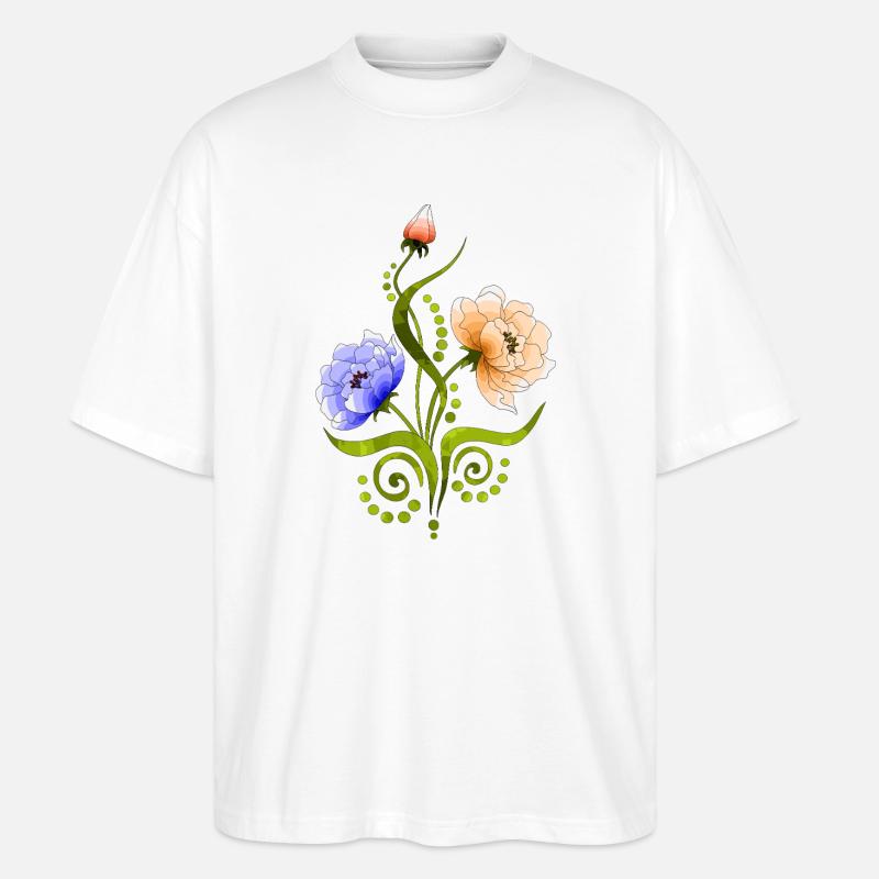 Blumen - Stanley/Stella Oversized Unisex Bio T-Shirt Blaster 2.0 - Weiß