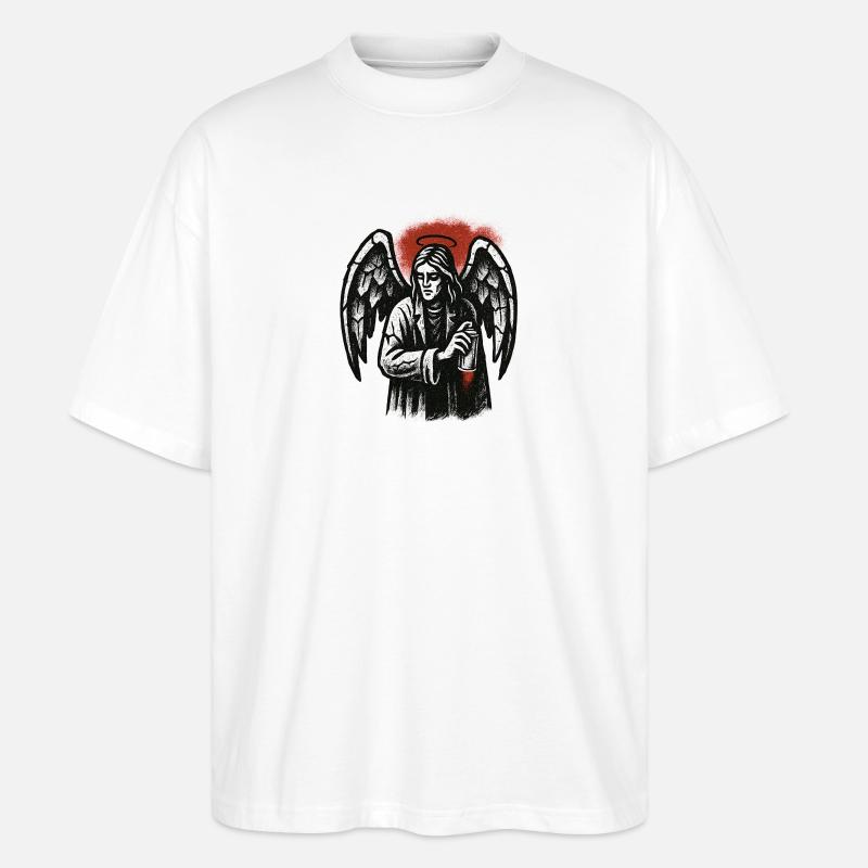 Engel mit der Absicht des Graffitis - Stanley/Stella Oversized Unisex Bio T-Shirt Blaster 2.0 - Weiß