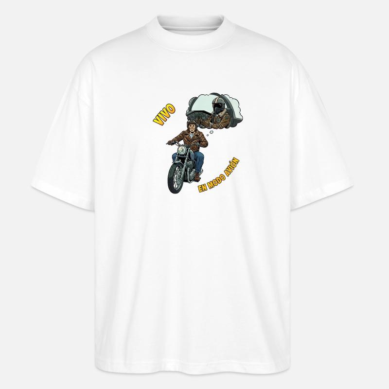 Ich lebe im Flugzeugmodus - Stanley/Stella Oversized Unisex Bio T-Shirt Blaster 2.0 - Weiß