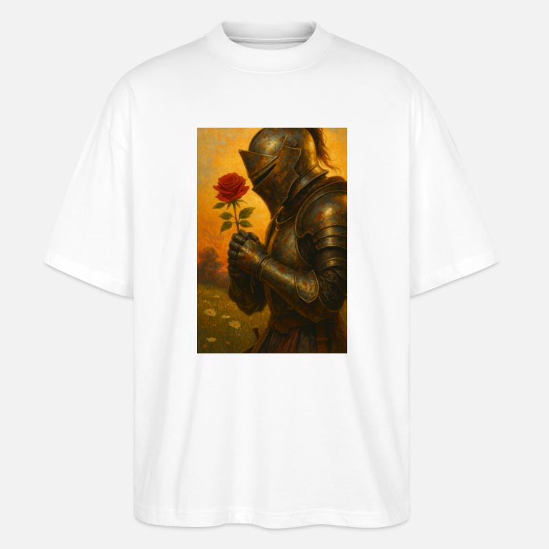 Ritter mit Rose - Stanley/Stella Oversized Unisex Bio T-Shirt Blaster 2.0 - Weiß