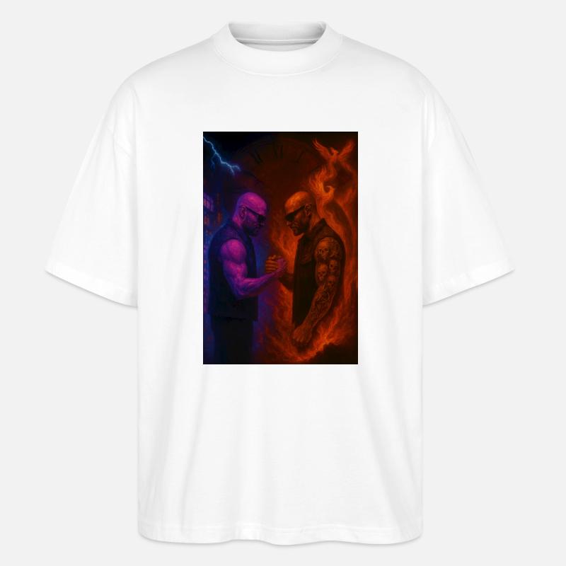 Feuer gegen Eis Duell der Elemente - Stanley/Stella Oversized Unisex Bio T-Shirt Blaster 2.0 - Weiß