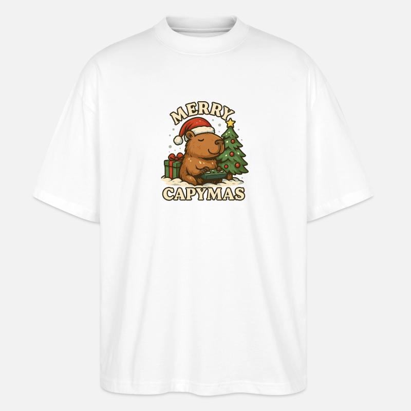 Joyeux Capymas – Noël 🎄 mignon du capybara - T-shirt bio Blaster 2.0 coupe oversize Stanley/Stella Unisexe - blanc