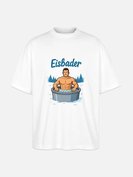 Eisbader Muskelmann im Eisbad - Stanley/Stella Oversized Unisex Organic T-shirt Blaster 2.0 - white