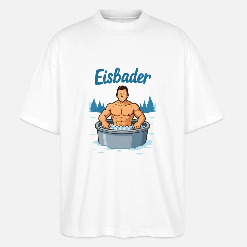 Eisbader Muskelmann im Eisbad - Stanley/Stella Oversized Unisex Organic T-shirt Blaster 2.0 - white