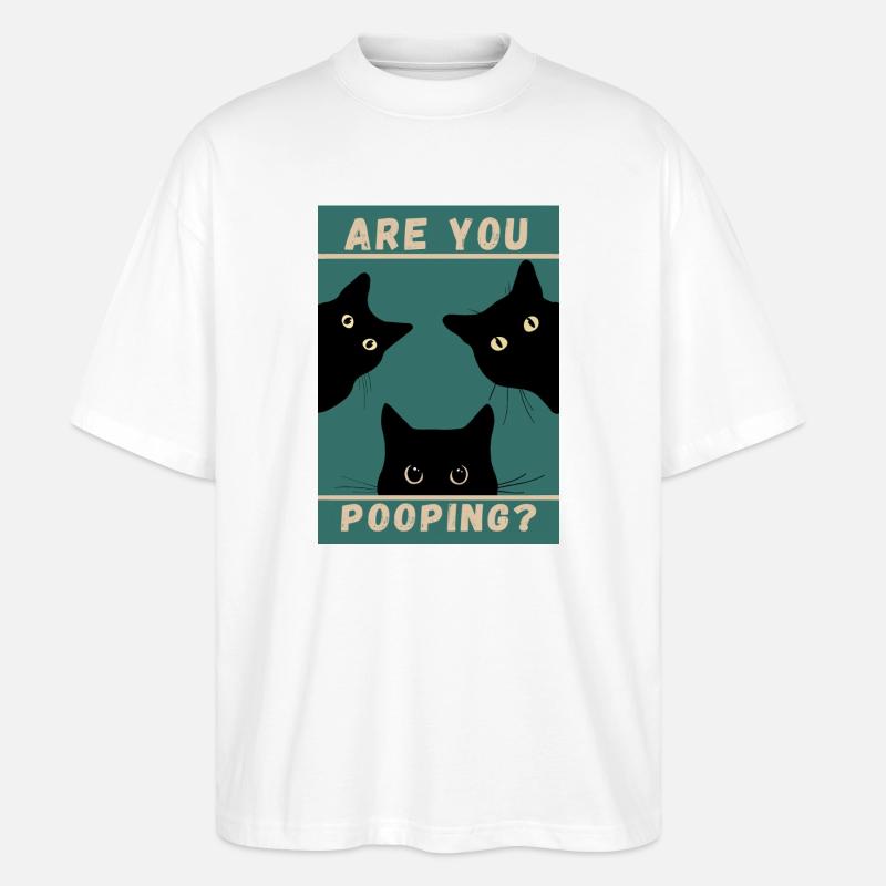 Tu fais caca ? Chats noirs - T-shirt bio Blaster 2.0 coupe oversize Stanley/Stella Unisexe - blanc