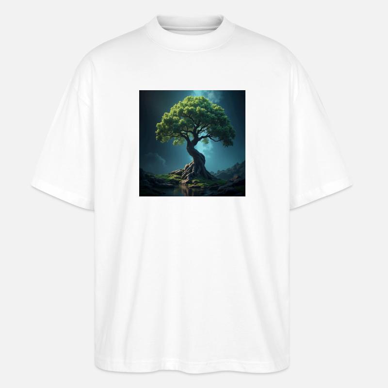 Bunter Baum des Lebens. - Stanley/Stella Oversized Unisex Bio T-Shirt Blaster 2.0 - Weiß
