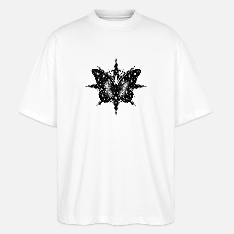 Kosmischer Schmetterlingskompass - Stanley/Stella Oversized Unisex Bio T-Shirt Blaster 2.0 - Weiß