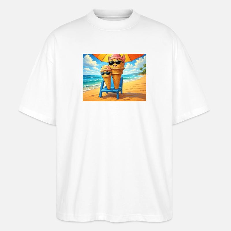 Eiscreme im Sommer - Stanley/Stella Oversized Unisex Bio T-Shirt Blaster 2.0 - Weiß