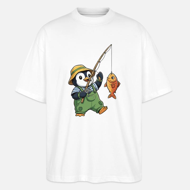 Pinguin Angler - Stanley/Stella Oversized Unisex Bio T-Shirt Blaster 2.0 - Weiß