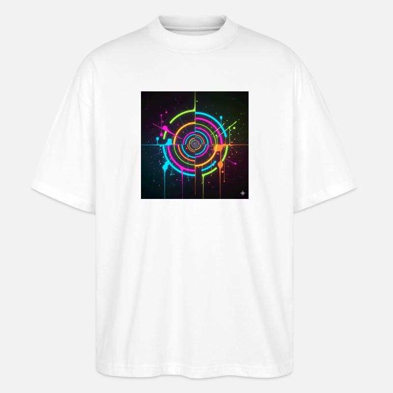 Neon Kreis Splatter - Stanley/Stella Oversized Unisex Bio T-Shirt Blaster 2.0 - Weiß