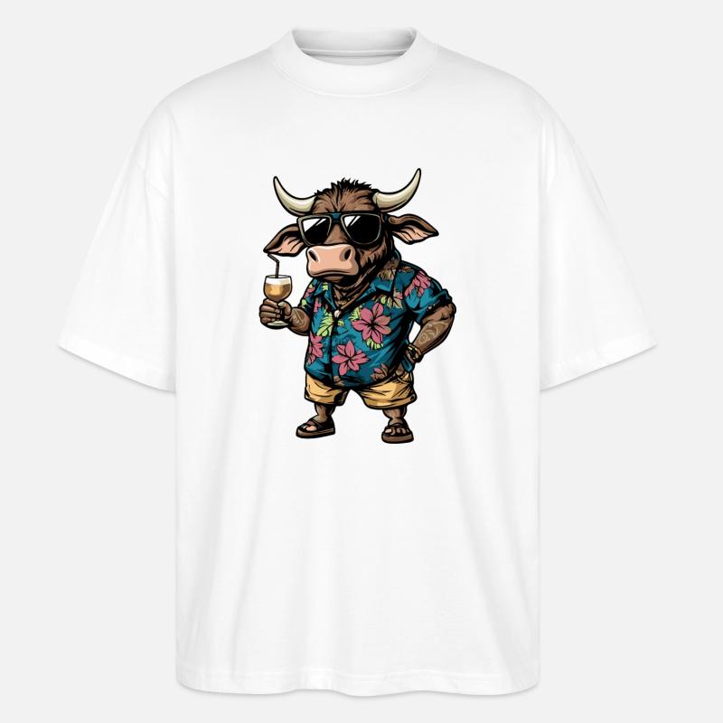 Taurus Comic Summer - Stanley/Stella Oversized Unisex Organic T-shirt Blaster 2.0 - white