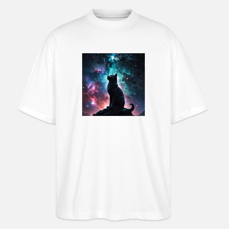 kosmische Katze - Stanley/Stella Oversized Unisex Bio T-Shirt Blaster 2.0 - Weiß