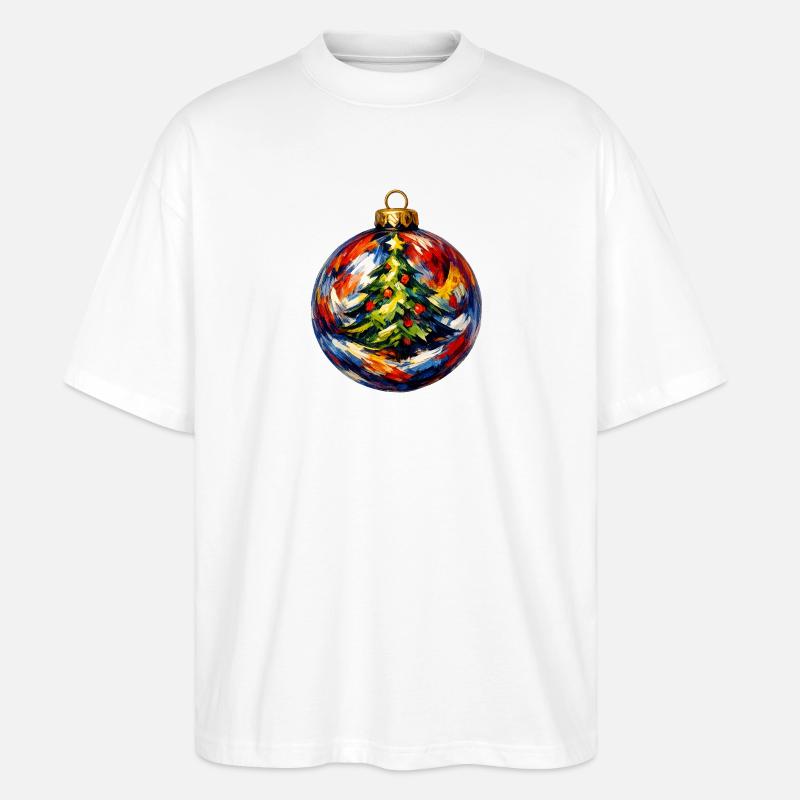 Weihnachtskugel mit Tannenbaummotiv - Stanley/Stella Oversized Unisex Bio T-Shirt Blaster 2.0 - Weiß