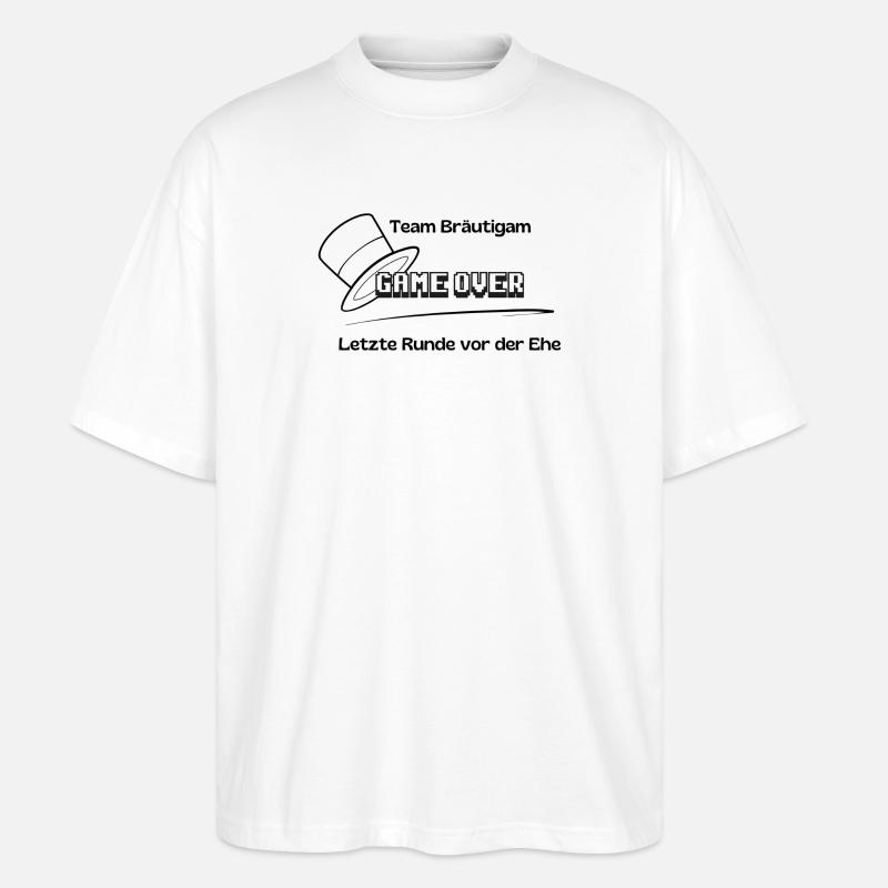 Team Bräutigam Game Over - Stanley/Stella Oversized Unisex Bio T-Shirt Blaster 2.0 - Weiß