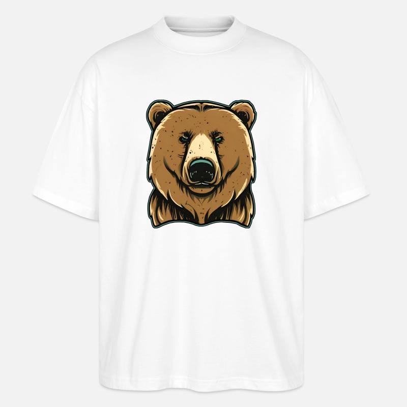 Großer Grimmiger Bär - Stanley/Stella Oversized Unisex Bio T-Shirt Blaster 2.0 - Weiß