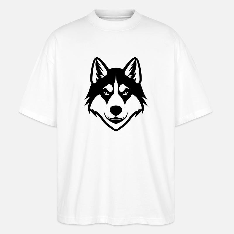 Husky Hund Kopf - Stanley/Stella Oversized Unisex Bio T-Shirt Blaster 2.0 - Weiß