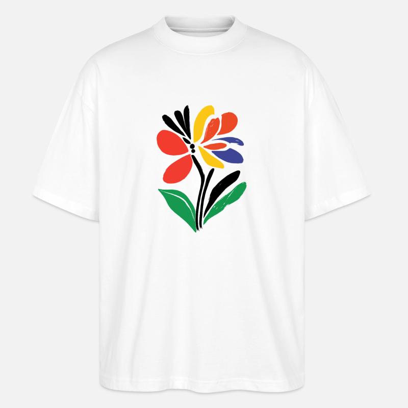 Fleurs - Printemps - Été - Fleurs - T-shirt bio Blaster 2.0 coupe oversize Stanley/Stella Unisexe - blanc