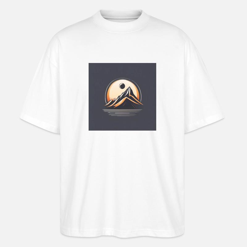 Berg mit Mond - Stanley/Stella Oversized Unisex Bio T-Shirt Blaster 2.0 - Weiß