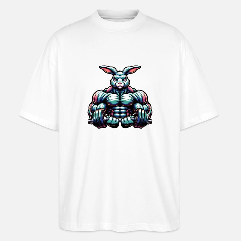 Curling Bunny - Stanley/Stella Oversized Unisex Bio T-Shirt Blaster 2.0 - Weiß