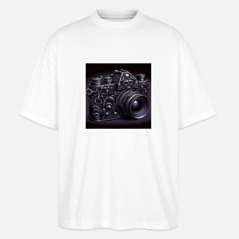 Skull Gothic Kamera - Stanley/Stella Oversized Unisex Bio T-Shirt Blaster 2.0 - Weiß