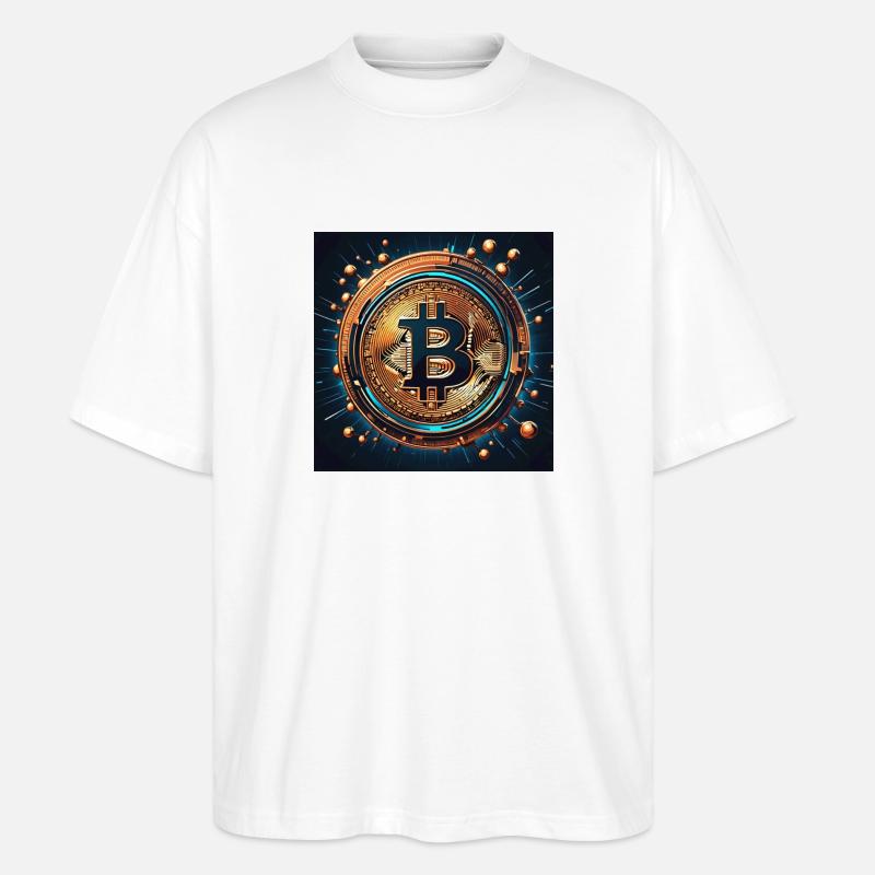 Bitcoin comic logo - Stanley/Stella Oversized Unisex Bio T-Shirt Blaster 2.0 - Weiß