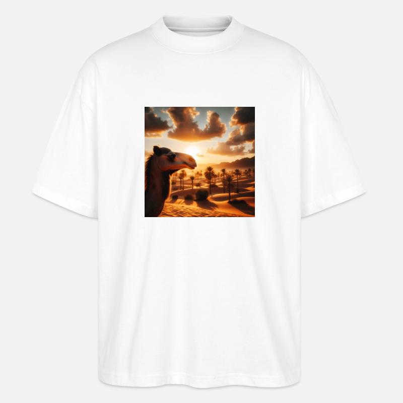 Kamel in der Wüste A2 - Stanley/Stella Oversized Unisex Bio T-Shirt Blaster 2.0 - Weiß