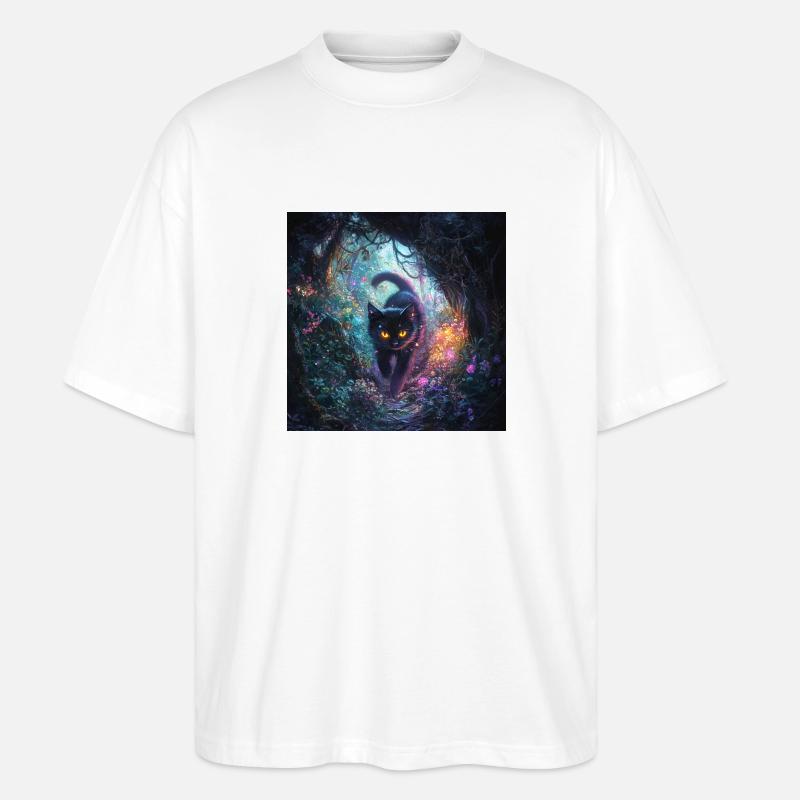 FANTASY Forest Cat 4 - Stanley/Stella Oversized Unisex Bio T-Shirt Blaster 2.0 - Weiß