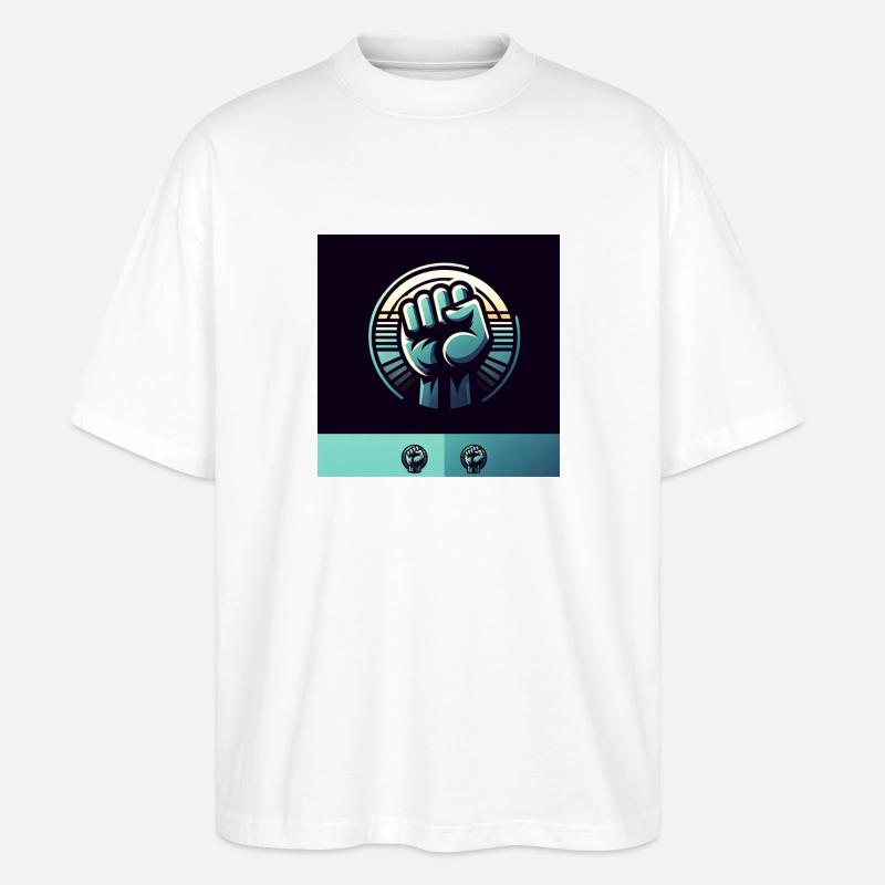 Logo mit Faust - Stanley/Stella Oversized Unisex Bio T-Shirt Blaster 2.0 - Weiß