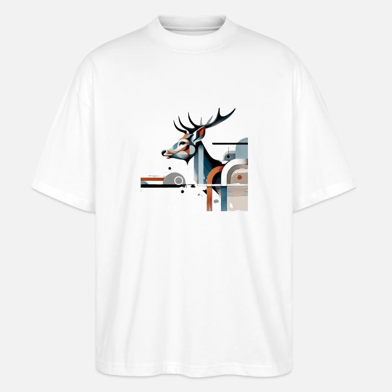 Modern Hirsch Design #1 - Stanley/Stella Oversized Unisex Bio T-Shirt Blaster 2.0 - Weiß