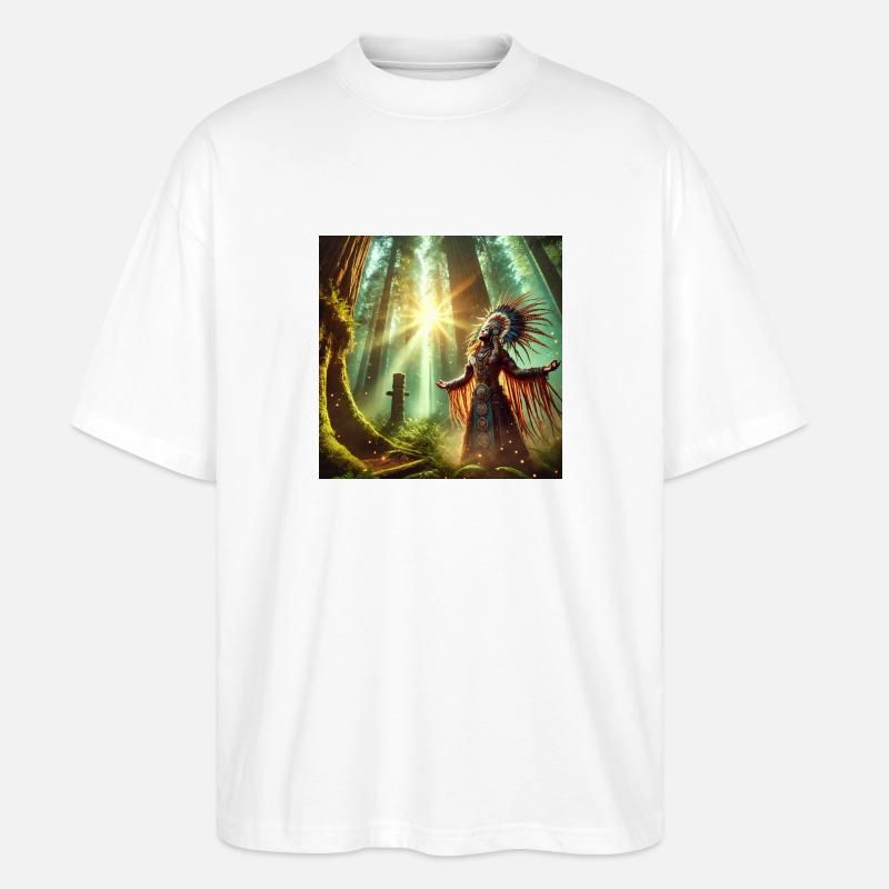 Schamane in Trance (E) - Stanley/Stella Oversized Unisex Bio T-Shirt Blaster 2.0 - Weiß
