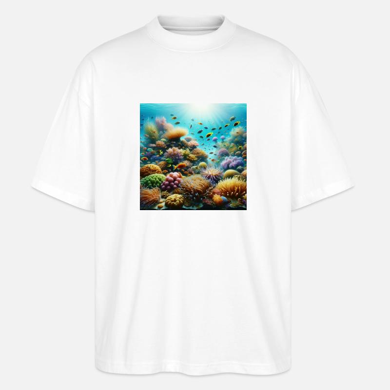 Korallenriff - Stanley/Stella Oversized Unisex Bio T-Shirt Blaster 2.0 - Weiß