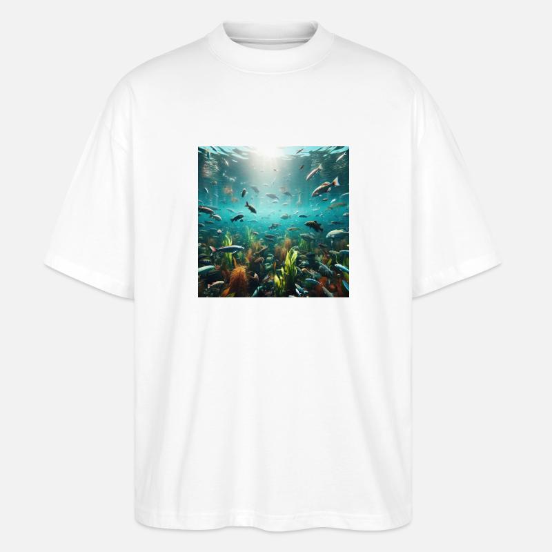 Klarwasser-Fischshow - Stanley/Stella Oversized Unisex Bio T-Shirt Blaster 2.0 - Weiß