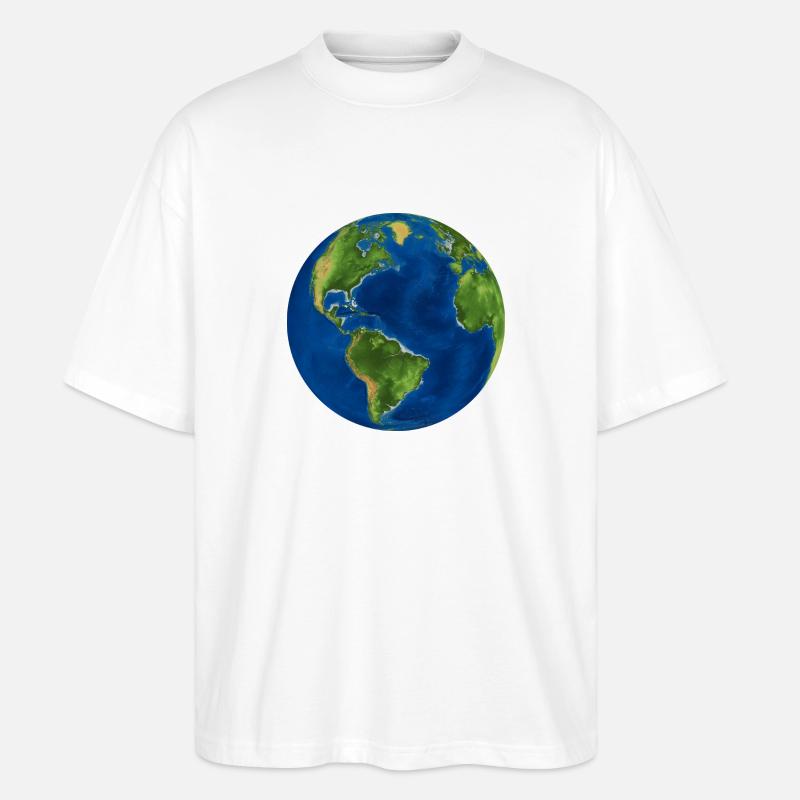 Weltkugel - Stanley/Stella Oversized Unisex Bio T-Shirt Blaster 2.0 - Weiß