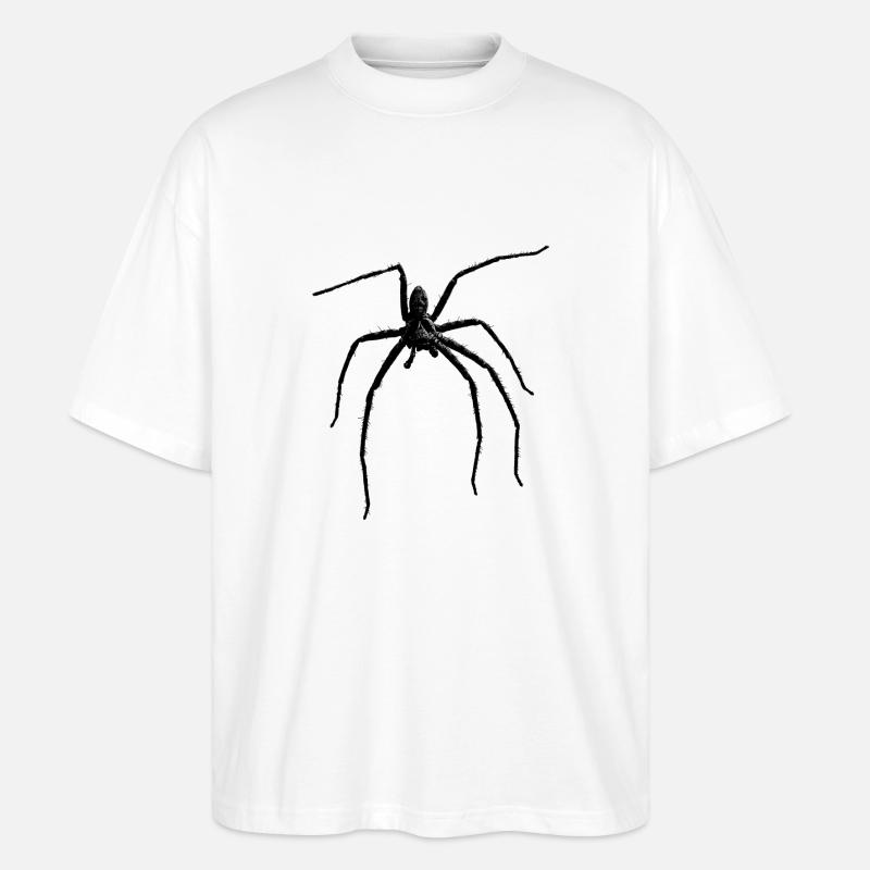 Araignée / Black Widow + Crâne avec la phobie des araignées - T-shirt bio Blaster 2.0 coupe oversize Stanley/Stella Unisexe - blanc