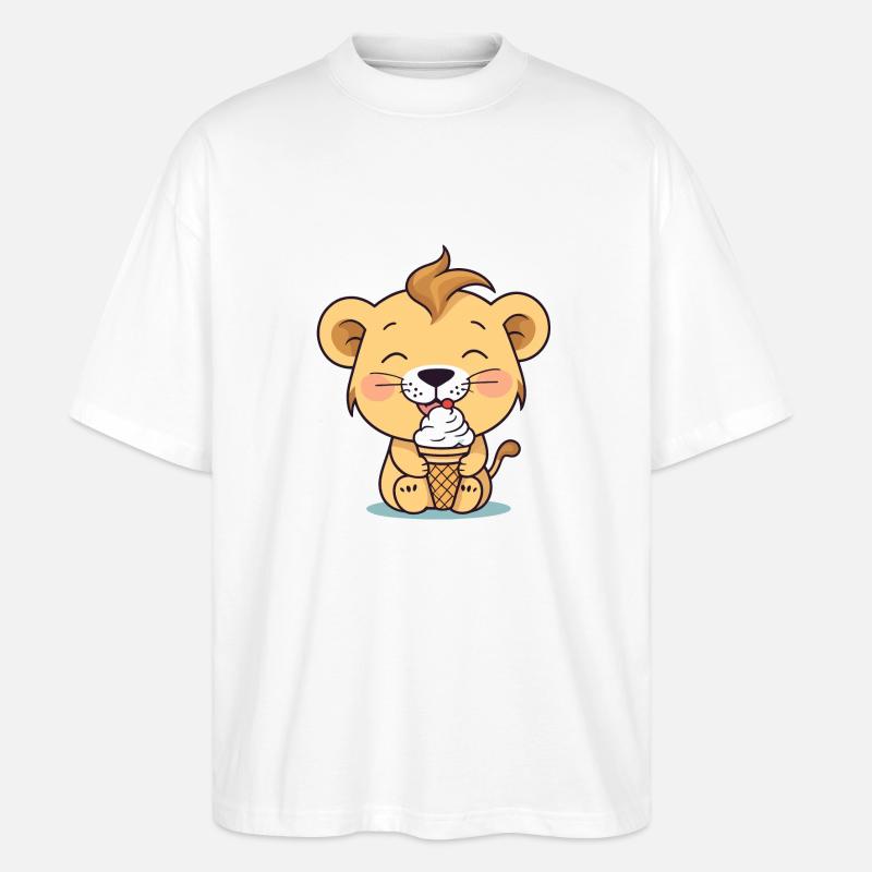 Löwe isst eis - Stanley/Stella Oversized Unisex Bio T-Shirt Blaster 2.0 - Weiß