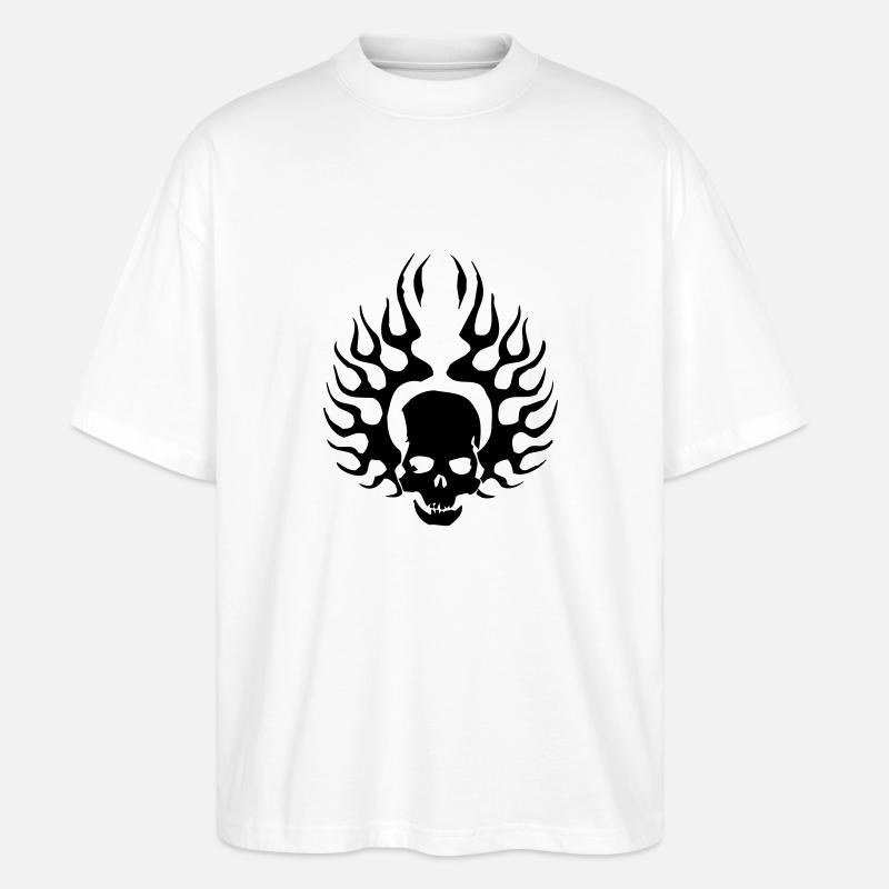 Burning Skull - Stanley/Stella Oversized Unisex Bio T-Shirt Blaster 2.0 - Weiß