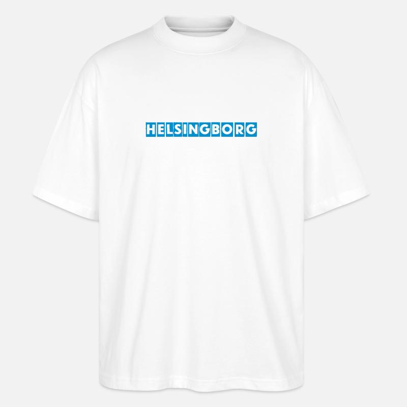 Helsingborg-Blockbuchstaben - Stanley/Stella Oversized Unisex Bio T-Shirt Blaster 2.0 - Weiß