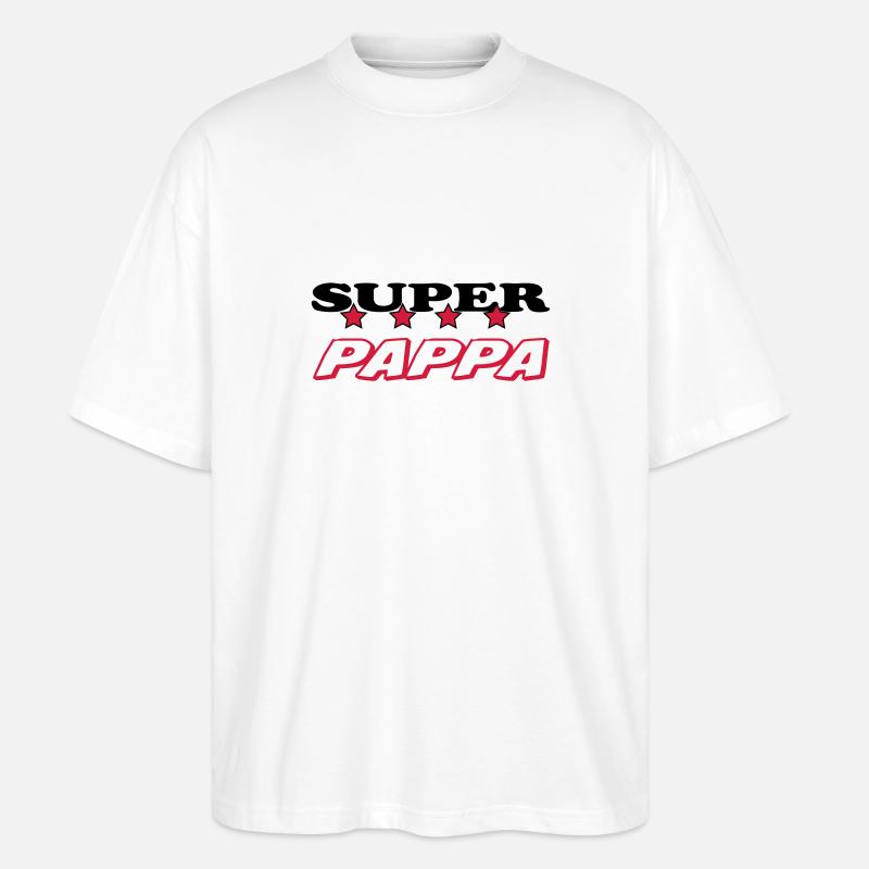 Super pappa - Stanley/Stella Oversized Unisex Bio T-Shirt Blaster 2.0 - Weiß