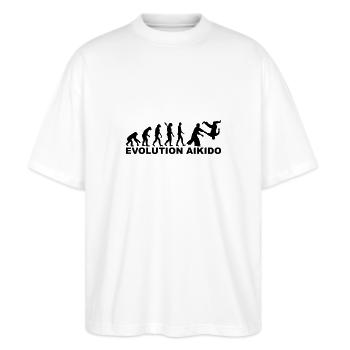 Evolution Aikido - Stanley/Stella Oversize Unisex Øko T-shirt Blaster 2.0 - hvid - Foran - Alina (178cm) & Michal (187cm)