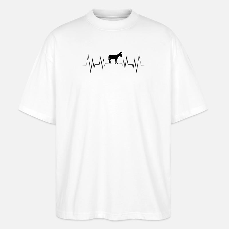 Herzschlag Esel Silhouette - Stanley/Stella Oversized Unisex Bio T-Shirt Blaster 2.0 - Weiß