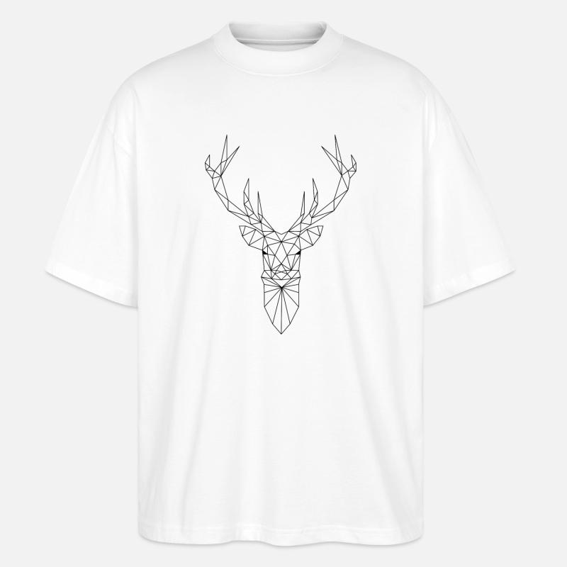 Hirschkopf im Triangel-Design (schwarz) - Stanley/Stella Oversized Unisex Bio T-Shirt Blaster 2.0 - Weiß